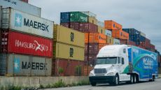 A truck is seen leaving the Port of Baltimore over the summer.